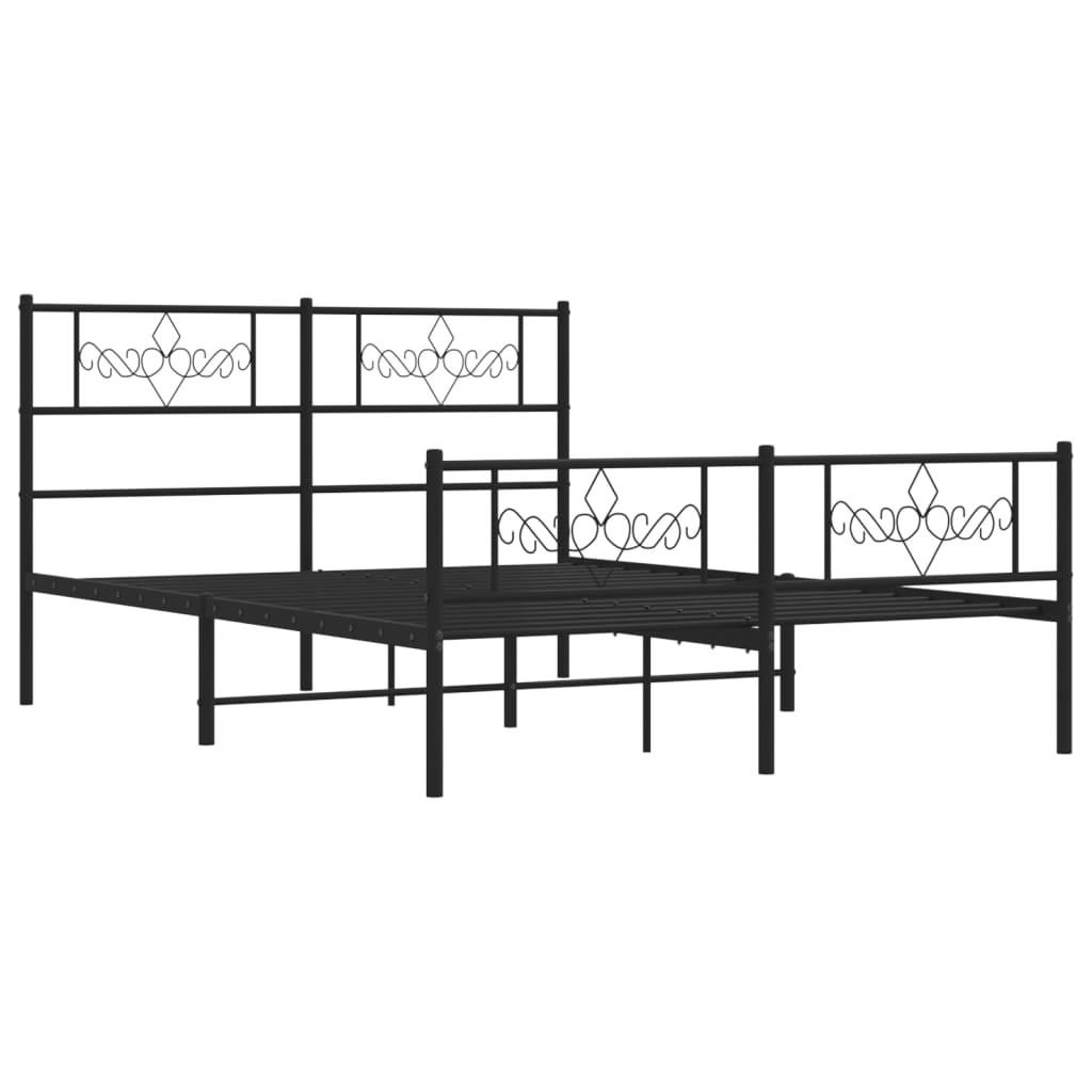 Giroletto con Testiera e Pediera Metallo Nero 140x190 cm | homemem39