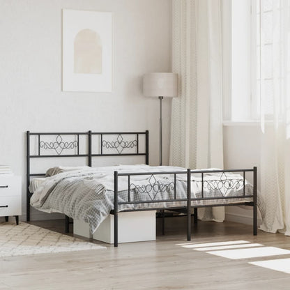 Giroletto con Testiera e Pediera Metallo Nero 140x190 cm | homemem39