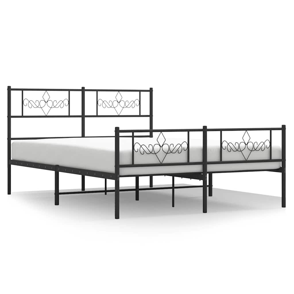 Giroletto con Testiera e Pediera Metallo Nero 150x200 cm | homemem39