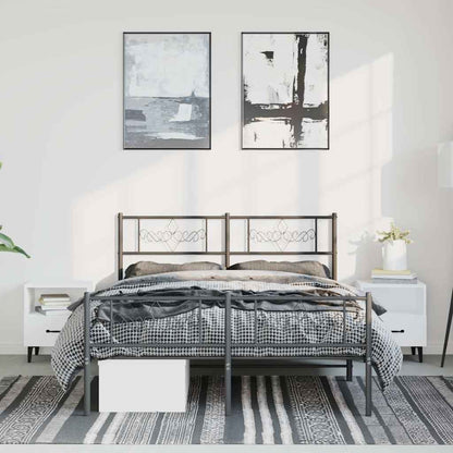Giroletto con Testiera e Pediera Metallo Nero 150x200 cm