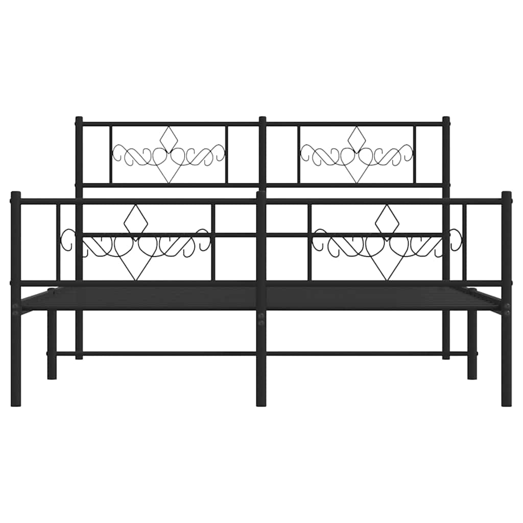 Giroletto con Testiera e Pediera Metallo Nero 150x200 cm | homemem39
