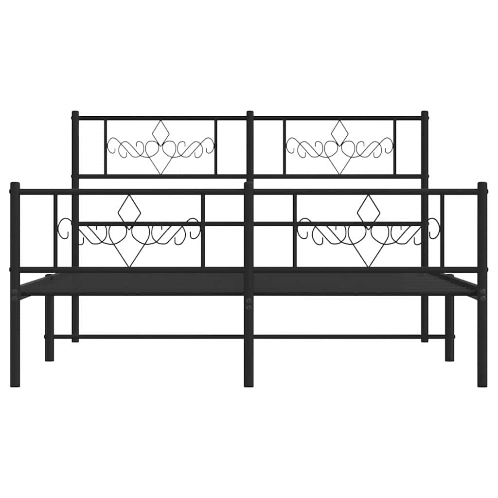 Giroletto con Testiera e Pediera Metallo Nero 150x200 cm