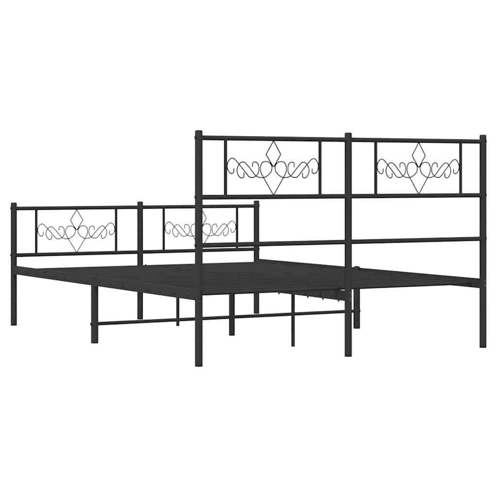 Giroletto con Testiera e Pediera Metallo Nero 150x200 cm | homemem39