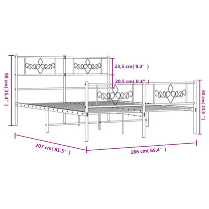 Giroletto senza Materaso con Pediera in Metallo Nero 160x200 cm | homemem39
