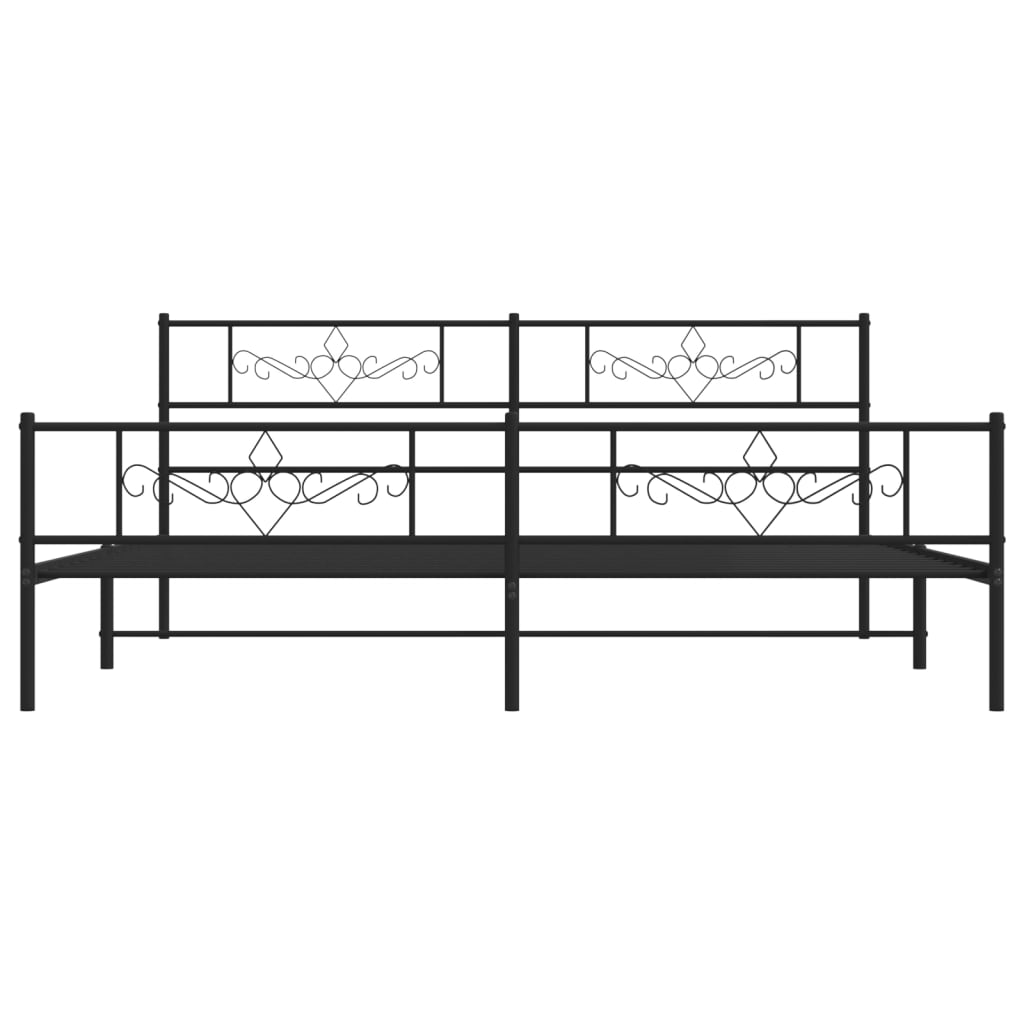Giroletto senza Materaso con Pediera in Metallo Nero 180x200 cm | homemem39