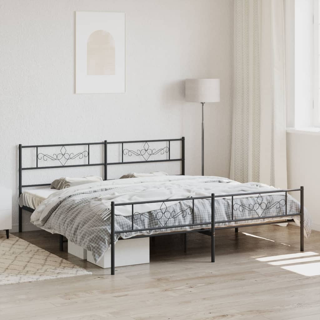 Giroletto senza Materaso con Pediera in Metallo Nero 180x200 cm | homemem39