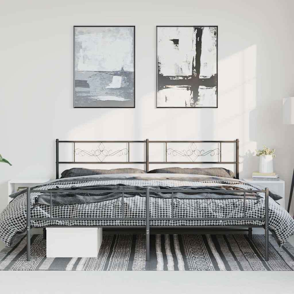 Giroletto con Testiera e Pediera Metallo Nero 183x213 cm