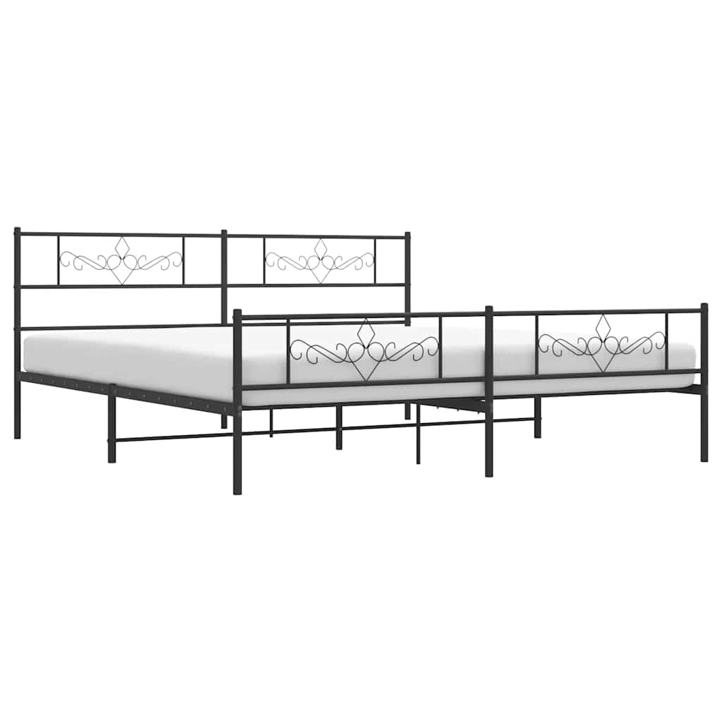 Giroletto con Testiera e Pediera Metallo Nero 183x213 cm | homemem39