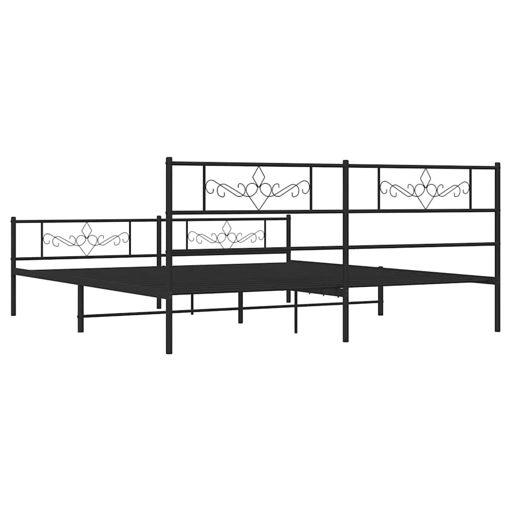 Giroletto con Testiera e Pediera Metallo Nero 183x213 cm | homemem39