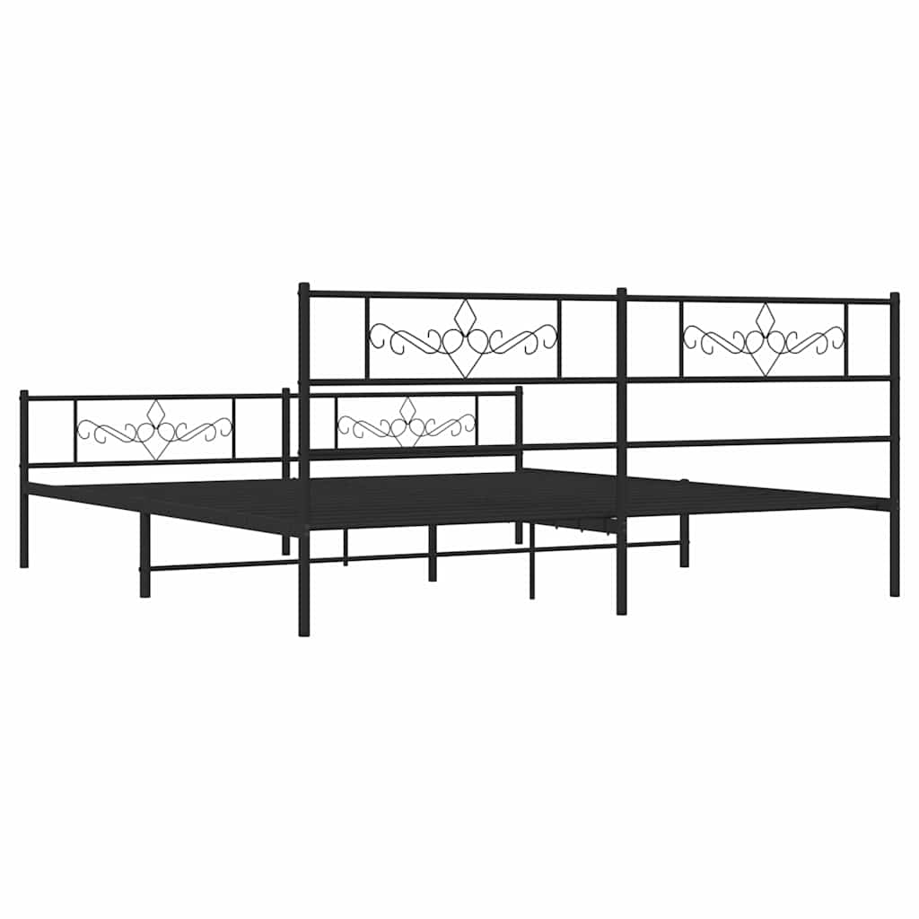 Giroletto con Testiera e Pediera Metallo Nero 183x213 cm