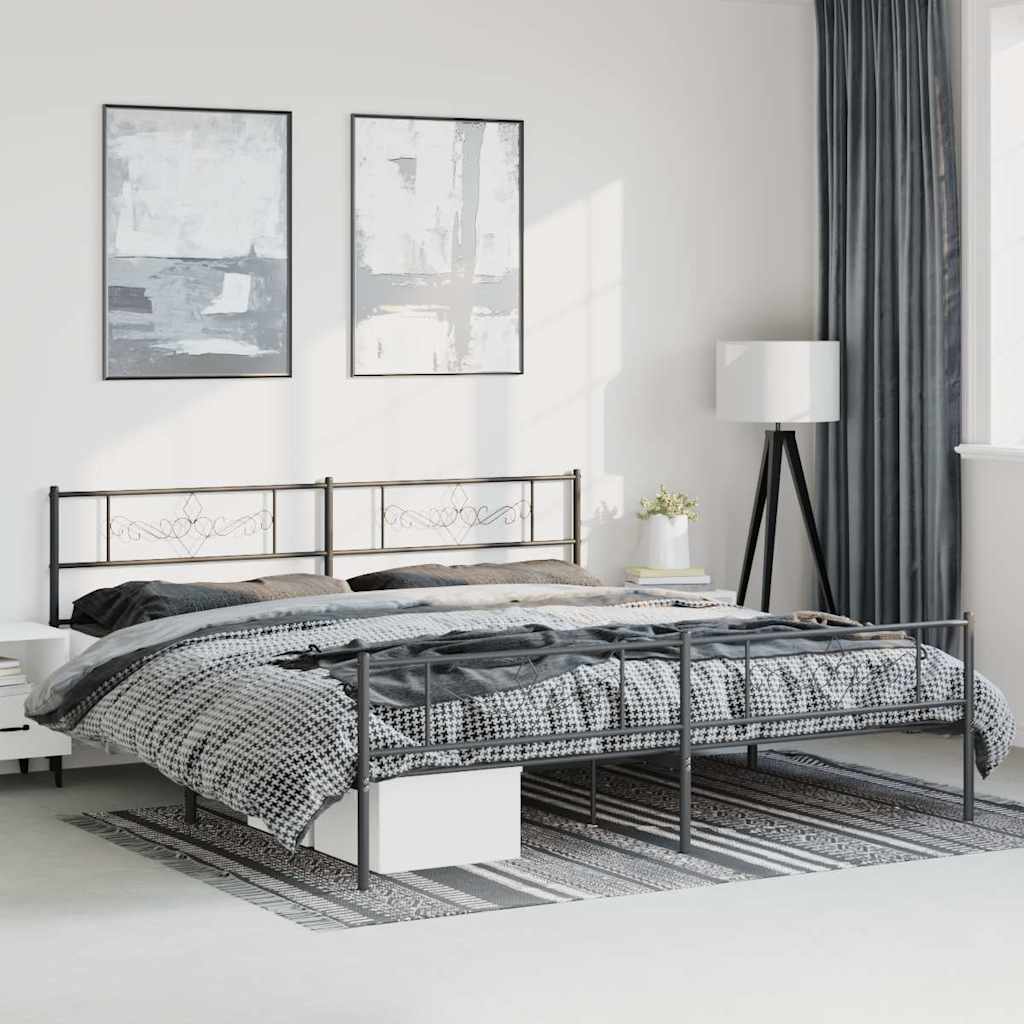 Giroletto con Testiera e Pediera Metallo Nero 183x213 cm