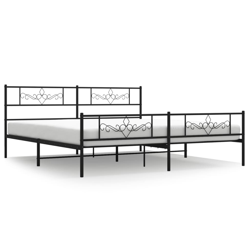 Giroletto con Testiera e Pediera Metallo Nero 200x200 cm | homemem39