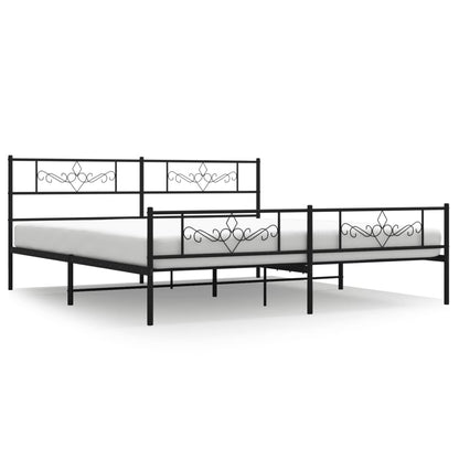 Giroletto con Testiera e Pediera Metallo Nero 200x200 cm | homemem39