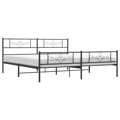 Giroletto con Testiera e Pediera Metallo Nero 200x200 cm