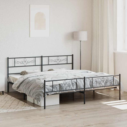 Giroletto con Testiera e Pediera Metallo Nero 200x200 cm | homemem39