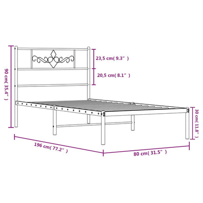Giroletto senza Materaso con Testiera Metallo Bianco 75x190 cm | homemem39