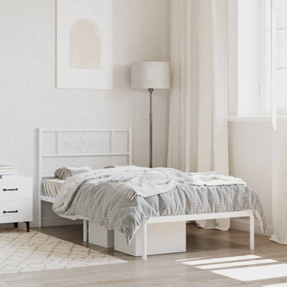 Giroletto senza Materaso con Testiera Metallo Bianco 75x190 cm | homemem39