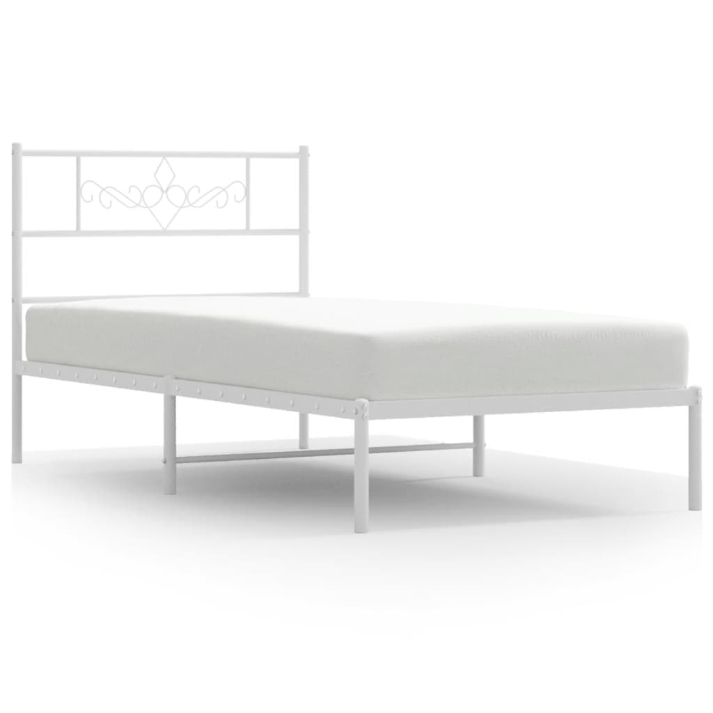 Giroletto con Testiera Metallo Bianco 90x190 cm - homemem39