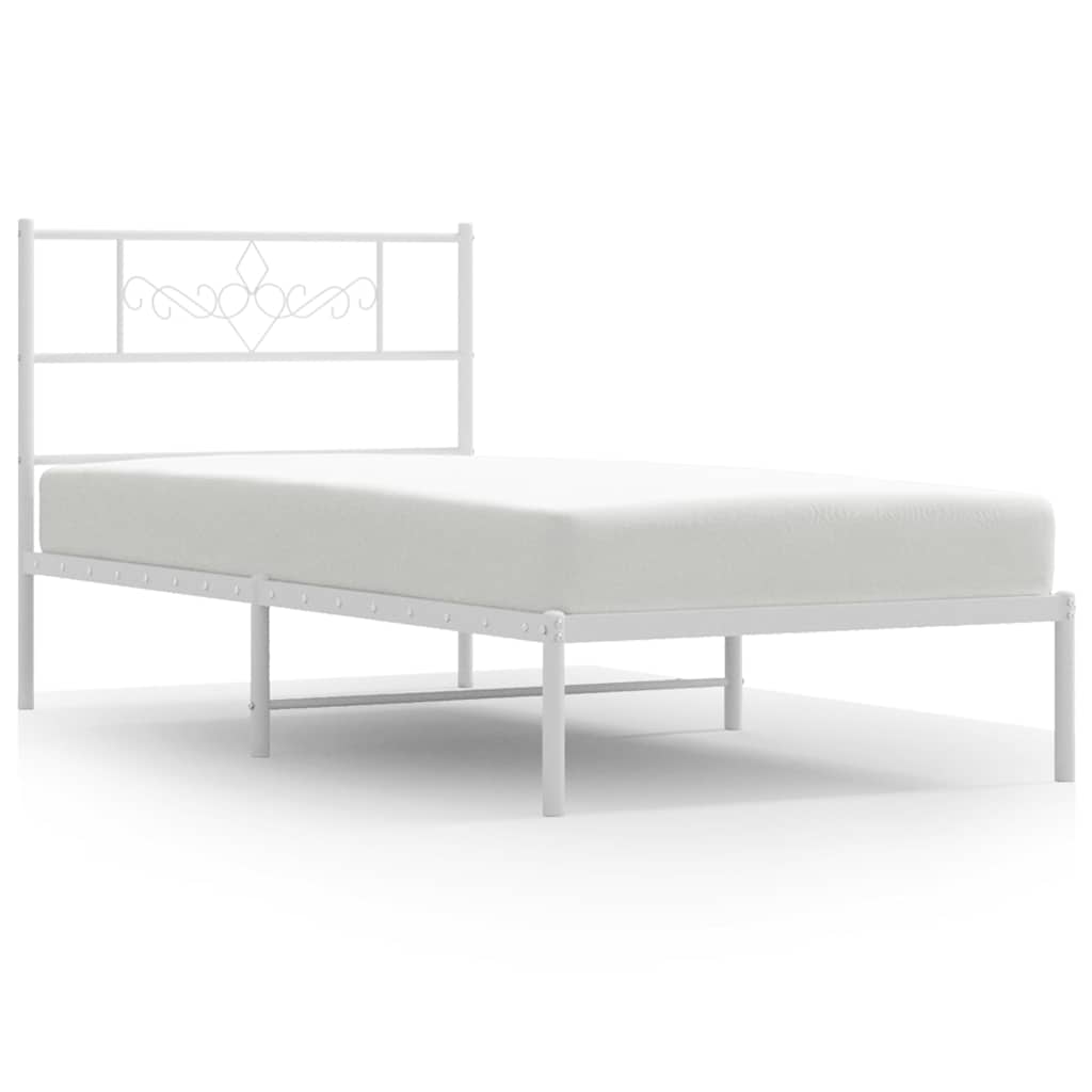 Giroletto con Testiera Metallo Bianco 100x200 cm