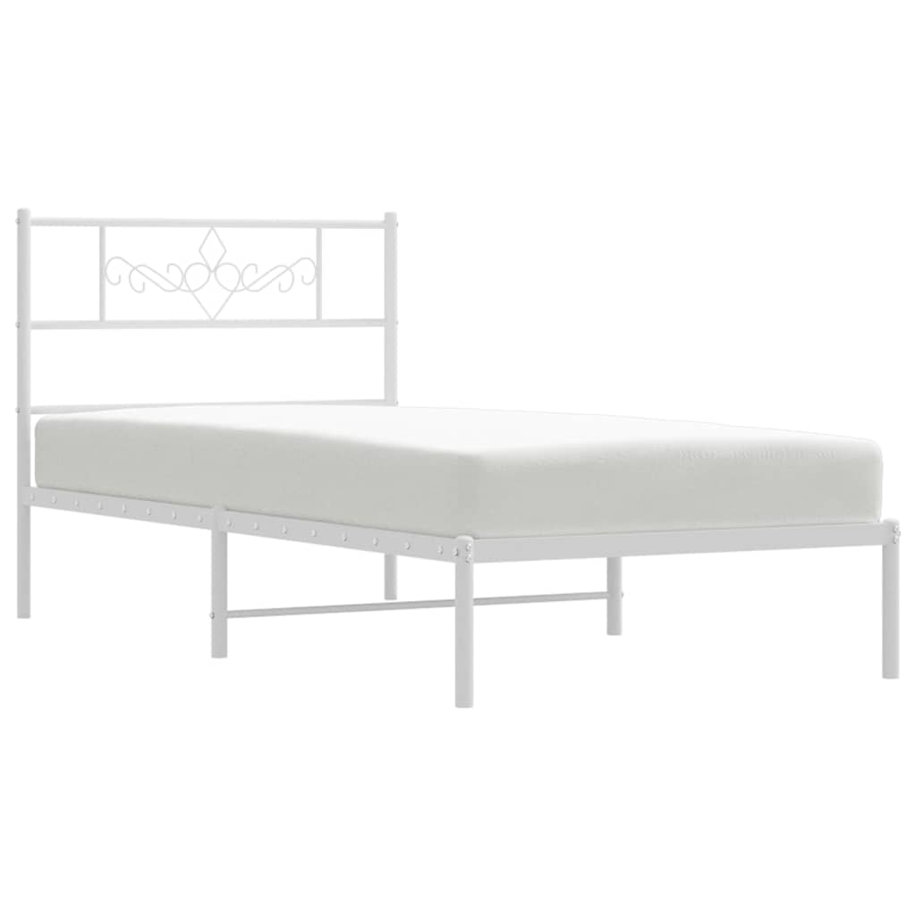 Giroletto con Testiera Metallo Bianco 100x200 cm