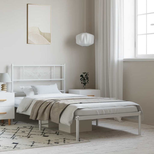 Giroletto con Testiera Metallo Bianco 100x200 cm | homemem39