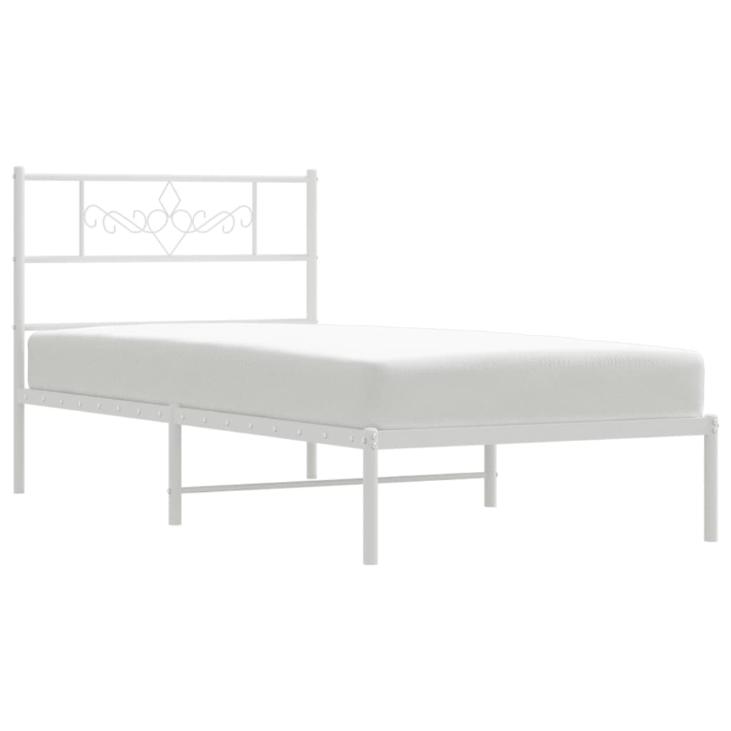 Giroletto con Testiera Metallo Bianco 107x203 cm