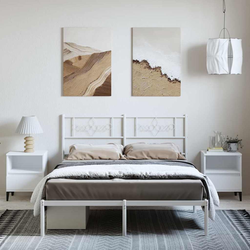 Giroletto con Testiera Metallo Bianco 135x190 cm
