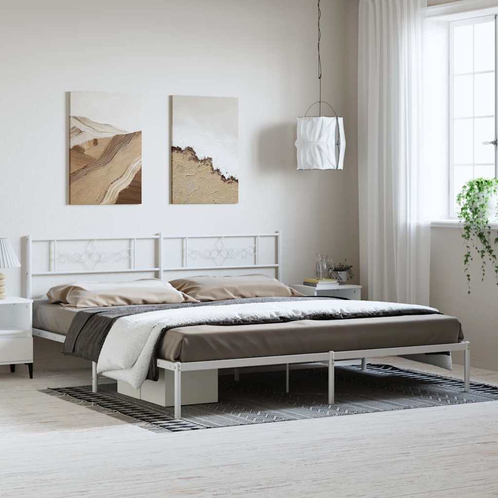 Giroletto con Testiera Metallo Bianco 193x203 cm