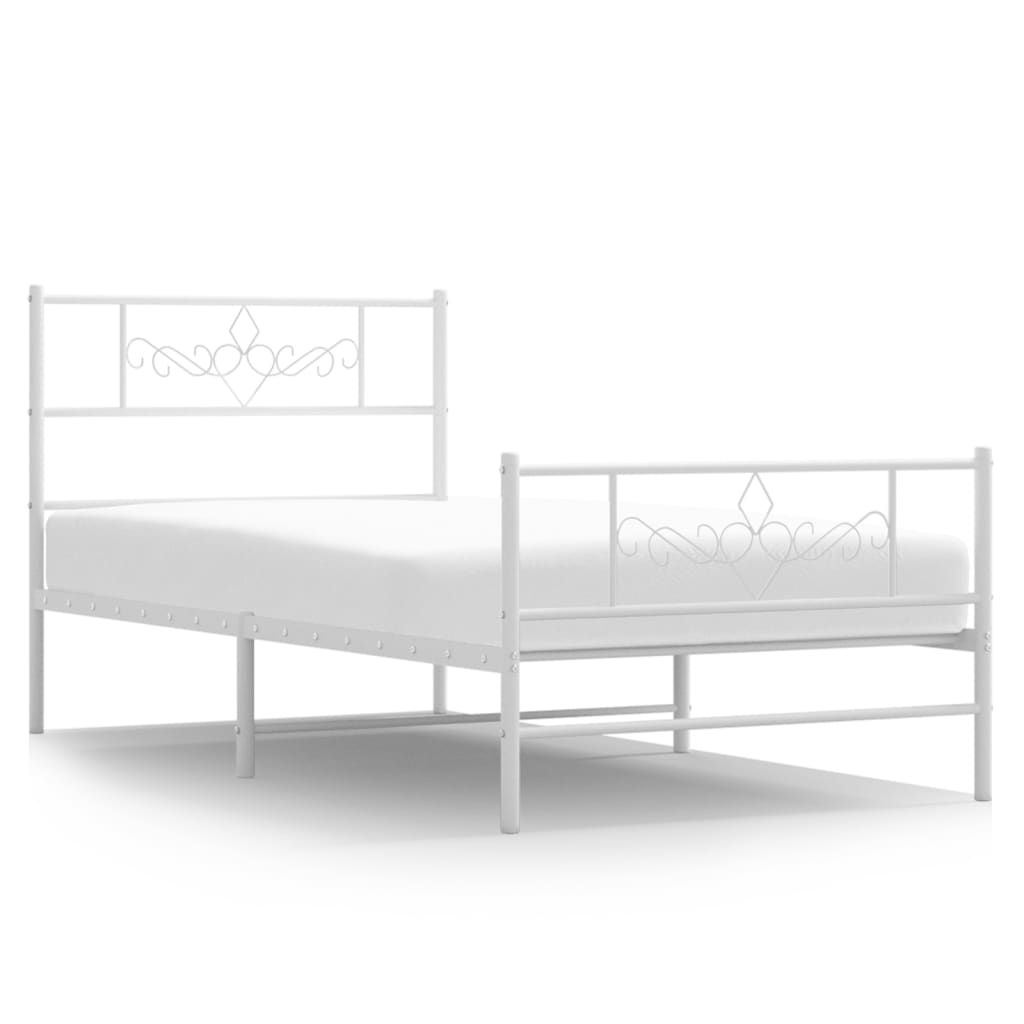 Giroletto con Testiera e Pediera Metallo Bianco 75x190 cm | homemem39