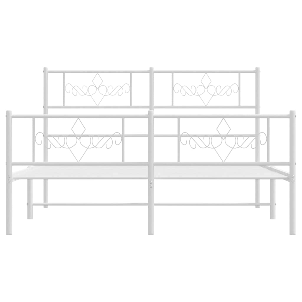 Giroletto con Testiera e Pediera Metallo Bianco 135x190 cm | homemem39