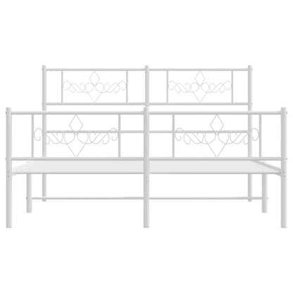 Giroletto con Testiera e Pediera Metallo Bianco 135x190 cm