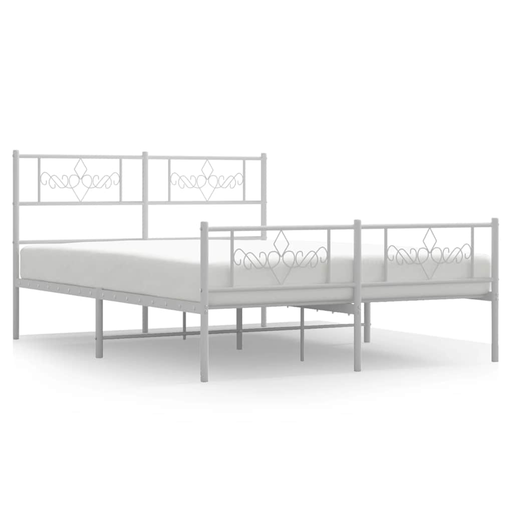 Giroletto con Testiera e Pediera Metallo Bianco 140x190 cm | homemem39