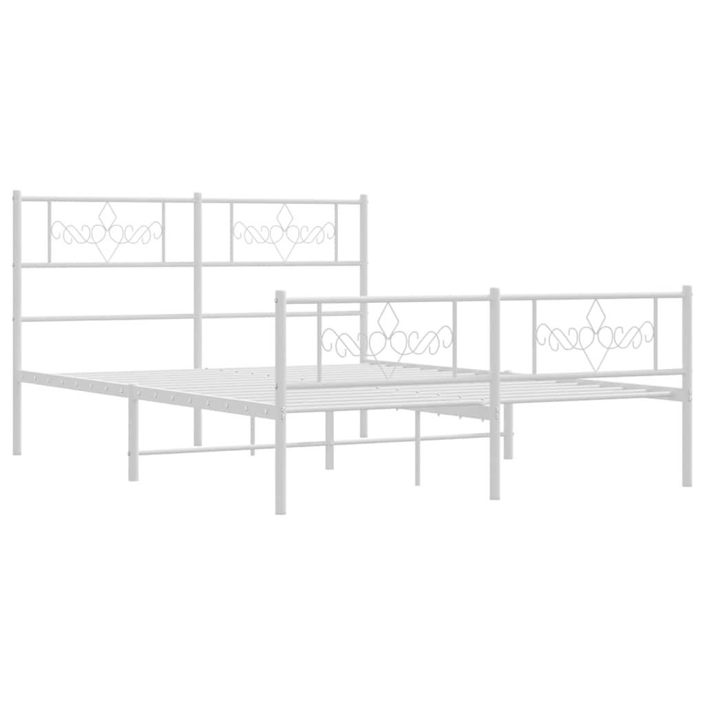 Giroletto con Testiera e Pediera Metallo Bianco 140x190 cm | homemem39