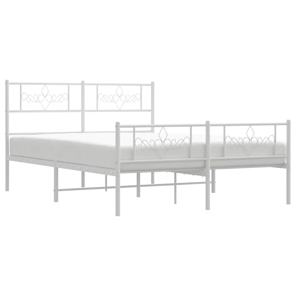 Giroletto con Testiera e Pediera Metallo Bianco 140x190 cm