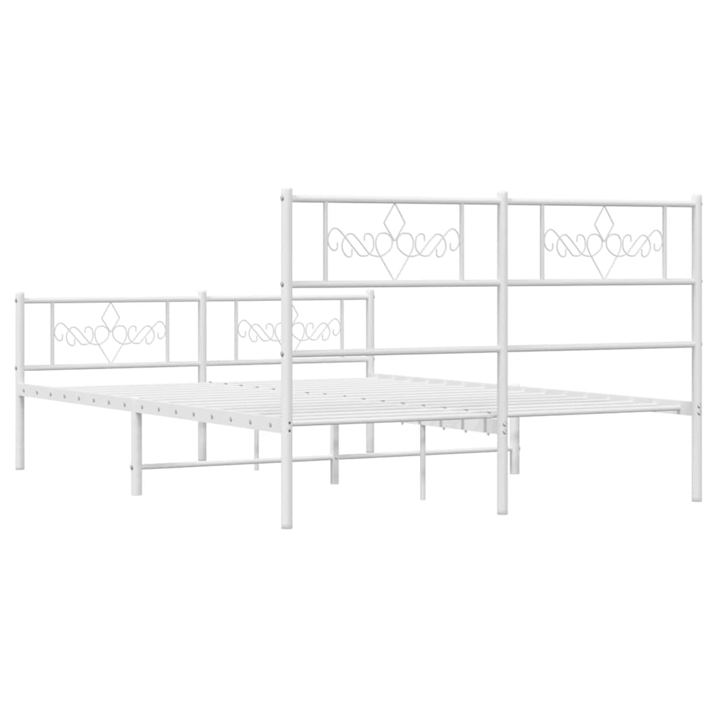 Giroletto con Testiera e Pediera Metallo Bianco 140x190 cm | homemem39