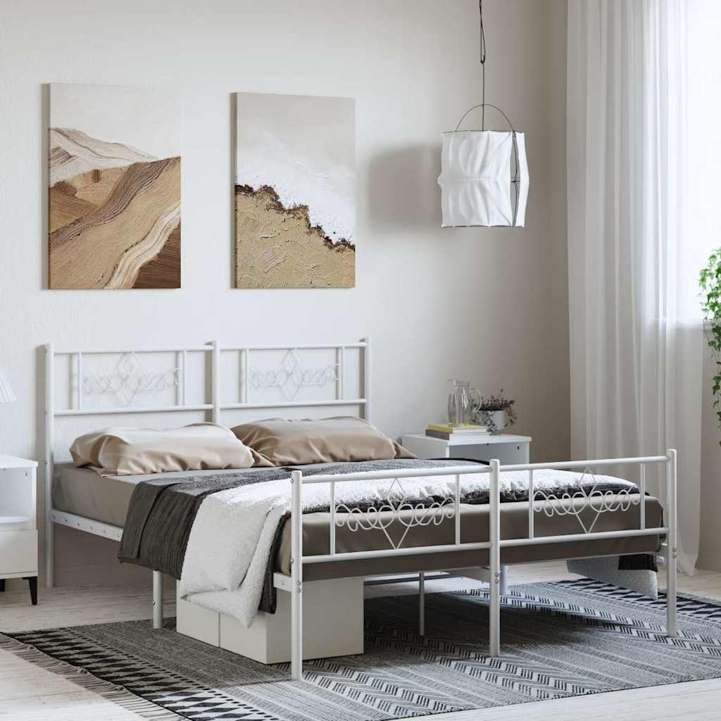 Giroletto con Testiera e Pediera Metallo Bianco 150x200 cm