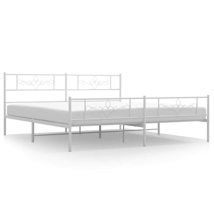 Giroletto con Testiera e Pediera Metallo Bianco 193x203 cm