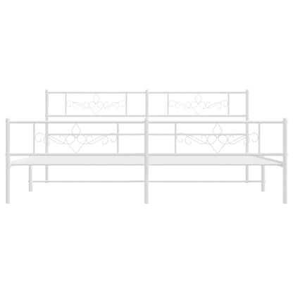 Giroletto con Testiera e Pediera Metallo Bianco 193x203 cm - homemem39