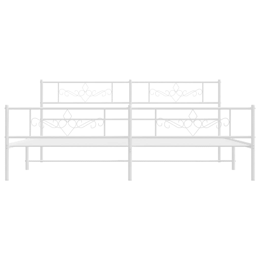 Giroletto con Testiera e Pediera Metallo Bianco 193x203 cm