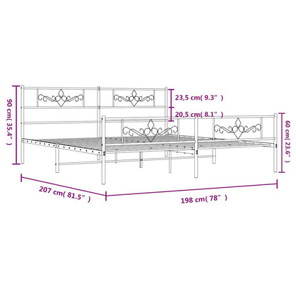 Giroletto con Testiera e Pediera Metallo Bianco 193x203 cm - homemem39