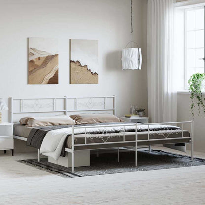Giroletto con Testiera e Pediera Metallo Bianco 193x203 cm