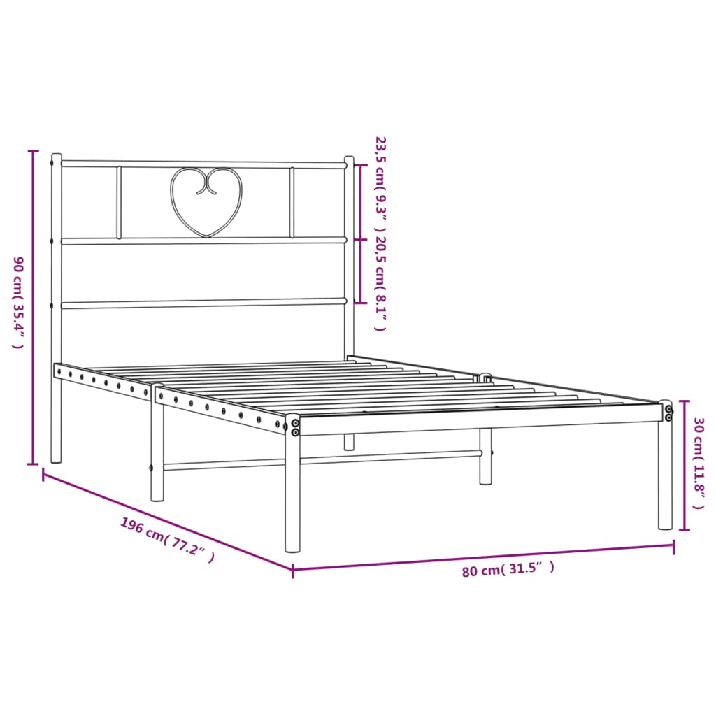 Giroletto con Testiera in Metallo Nero 75x190 cm | homemem39