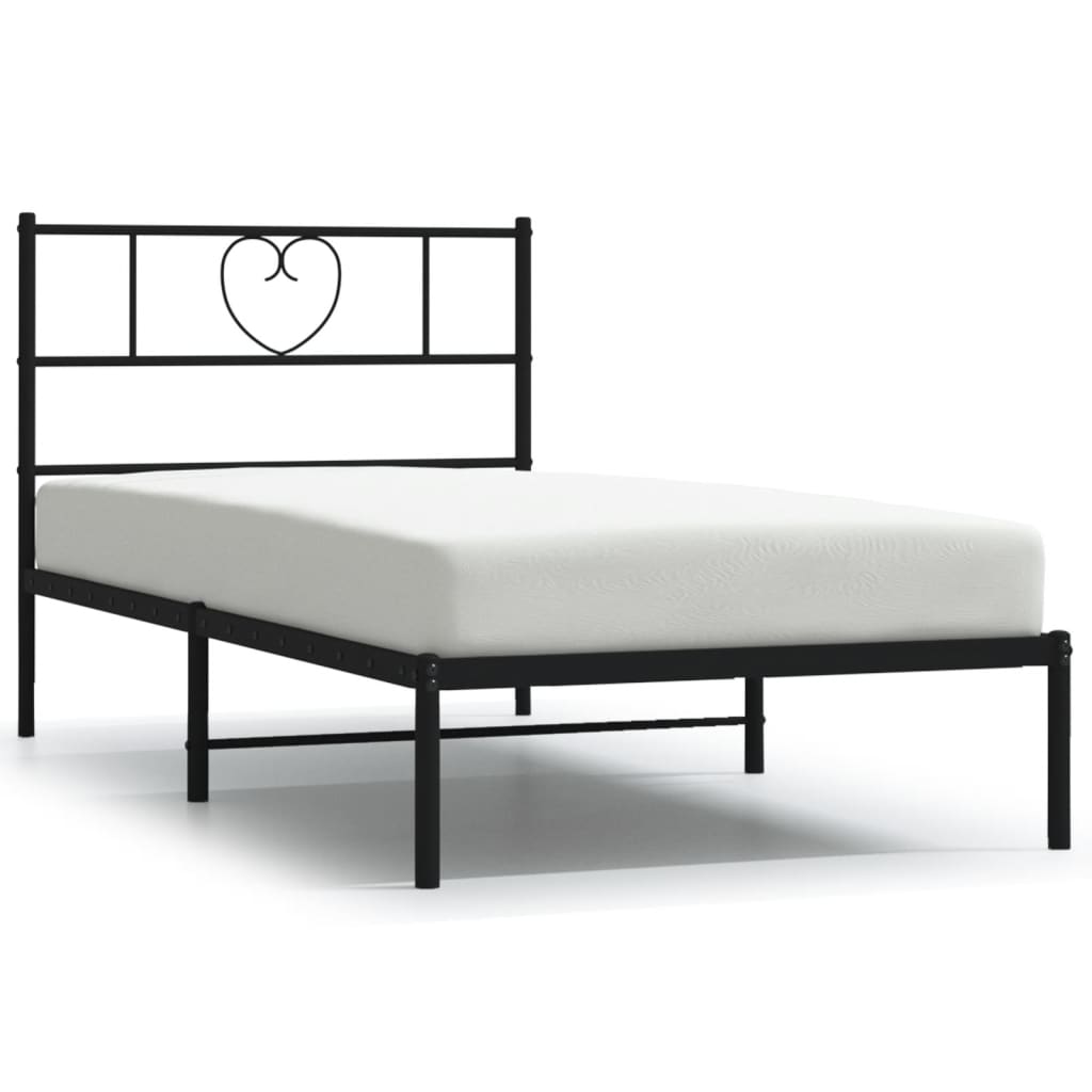 Giroletto con Testiera in Metallo Nero 80x200 cm | homemem39