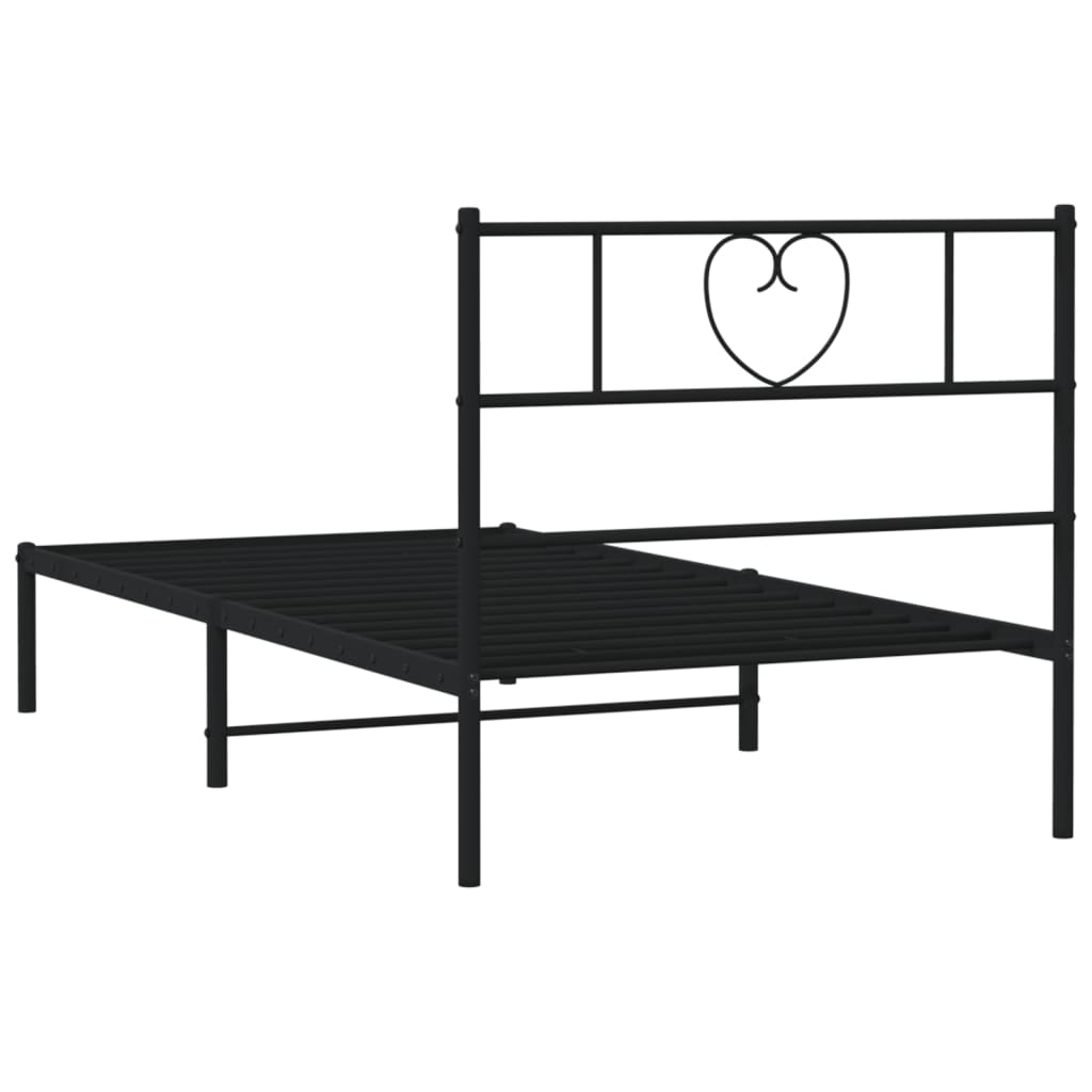 Giroletto con Testiera in Metallo Nero 80x200 cm | homemem39