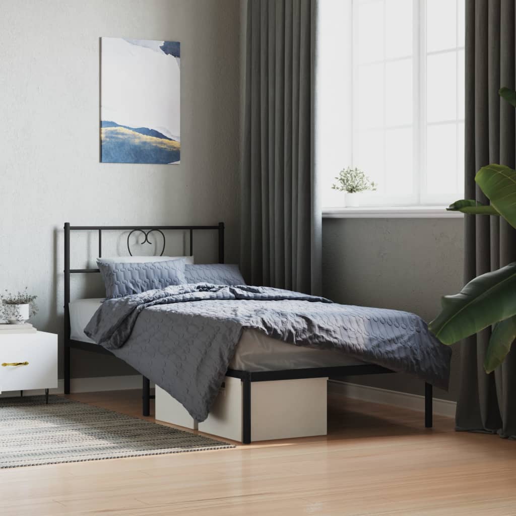 Giroletto con Testiera in Metallo Nero 80x200 cm | homemem39