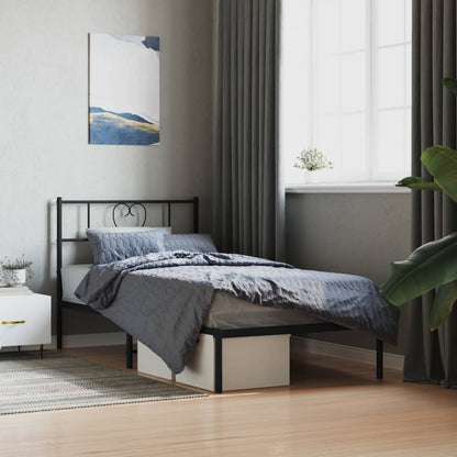 Giroletto con Testiera in Metallo Nero 80x200 cm | homemem39