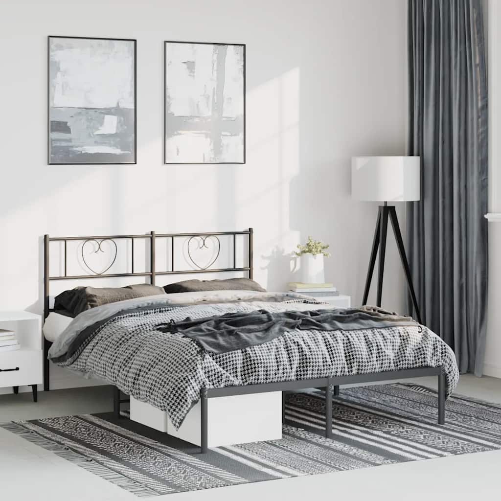 Giroletto con Testiera in Metallo Nero 150x200 cm | homemem39
