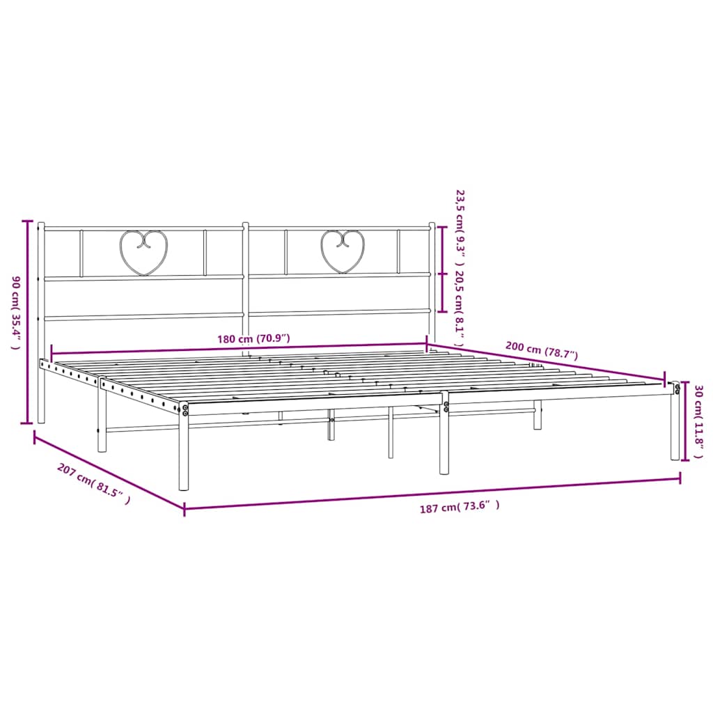 Giroletto con Testiera in Metallo Nero 180x200 cm | homemem39
