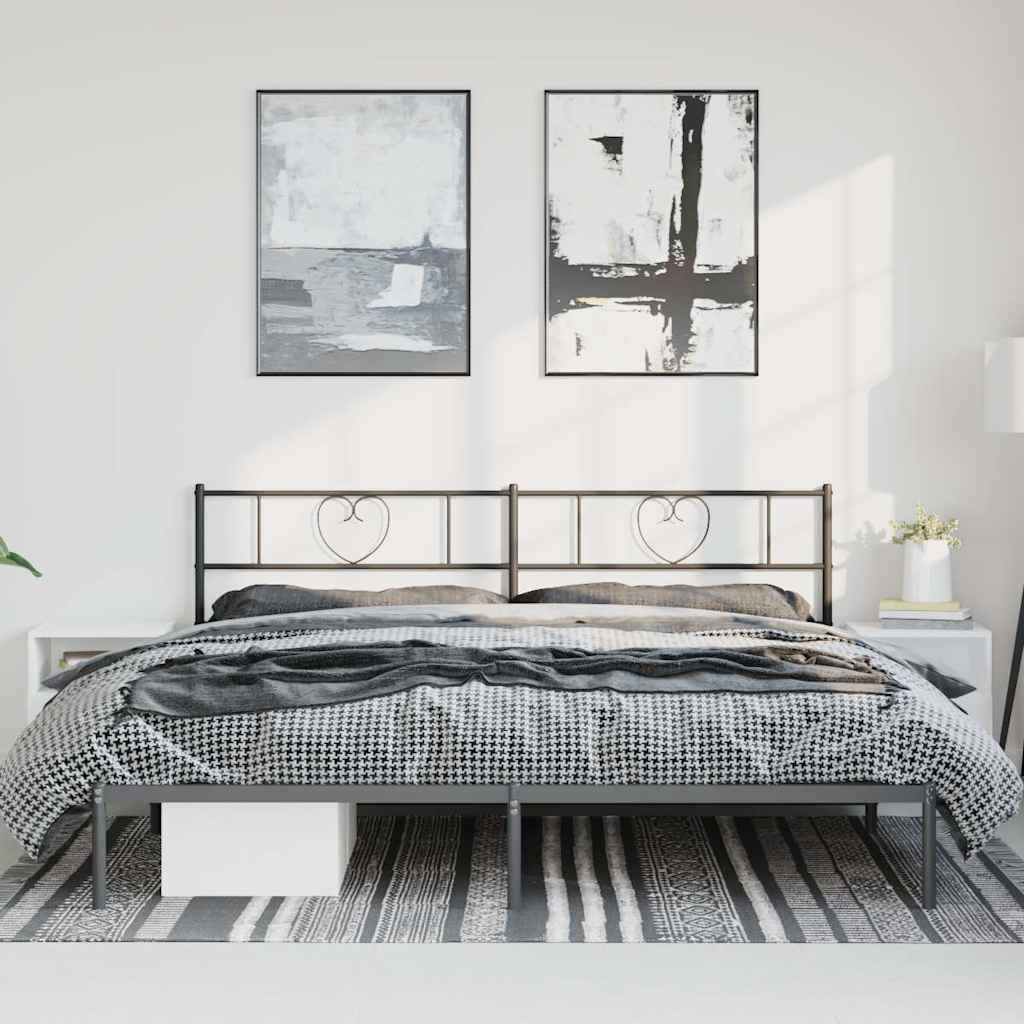 Giroletto con Testiera in Metallo Nero 193x203 cm