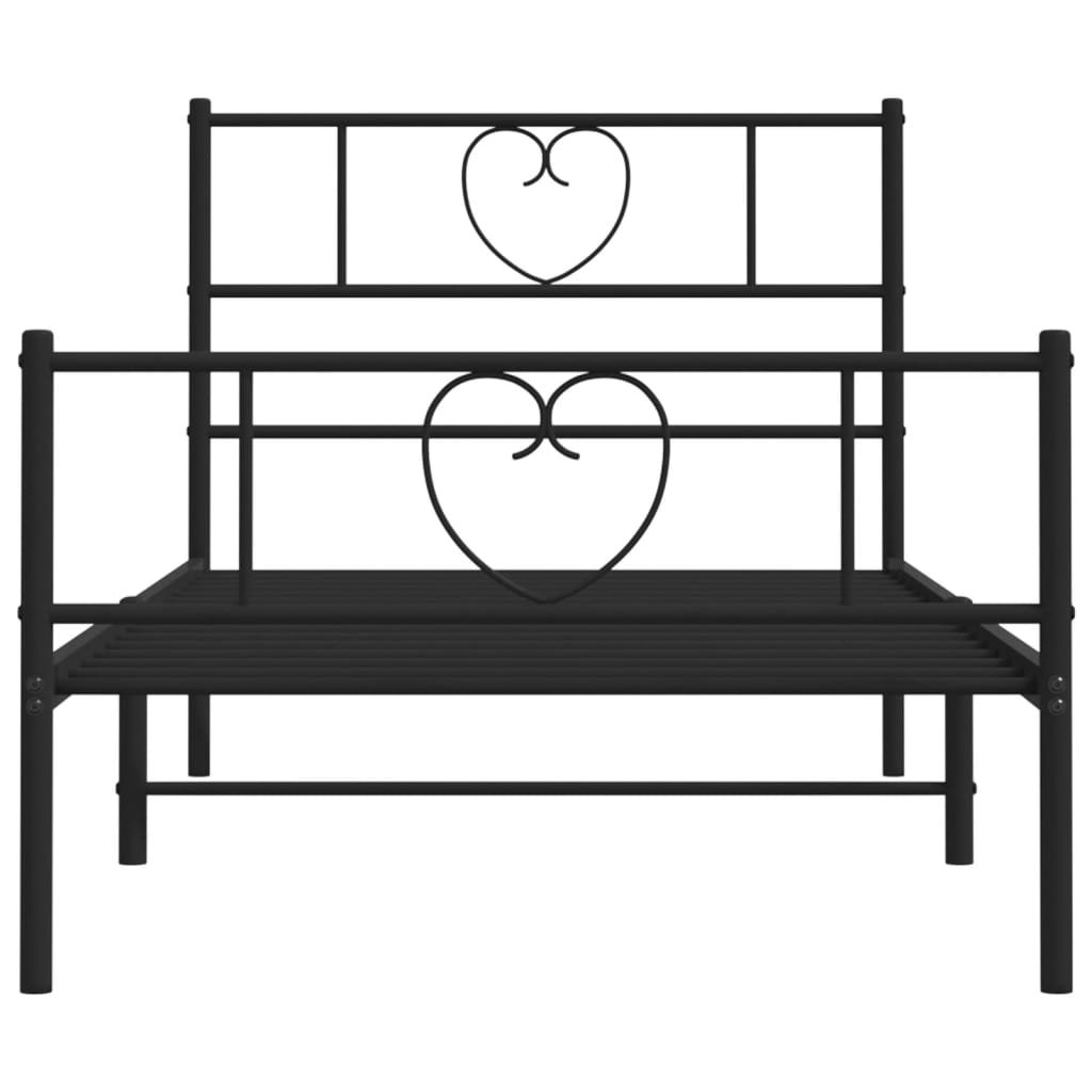 Giroletto con Testiera e Pediera Metallo Nero 75x190 cm